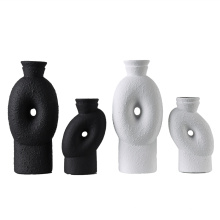 Nordic Vase Ceramic Artistical Matte White Black Ceramic Art Face Vase Home Ornaments Pots Ceramic for Home